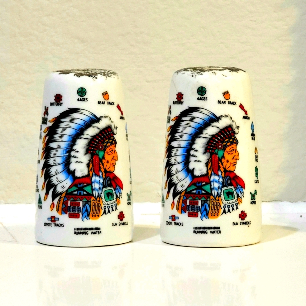 Antique Fairway Indian Chief Salt & Pepper Shakers